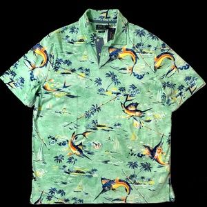 POLO RALPH LAUREN HAWAIIAN SHIRT L SAILFISH PALMS